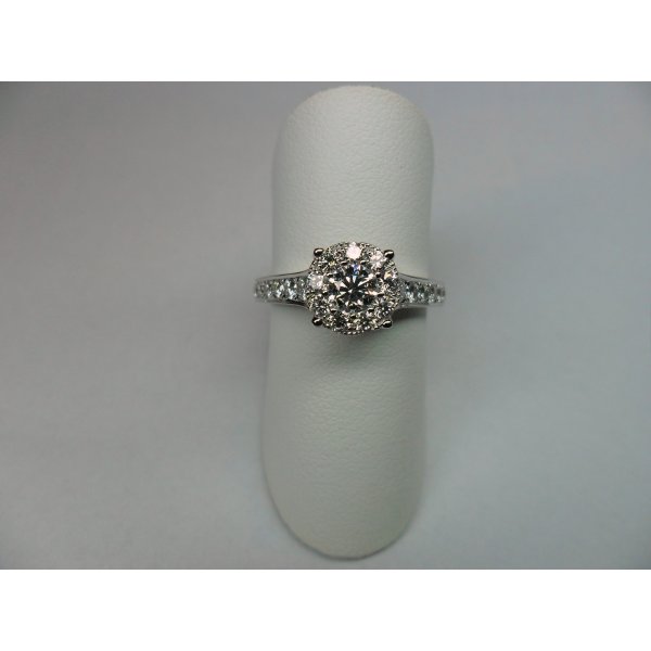 Halo Row Ring Solitaire Ring White Gold